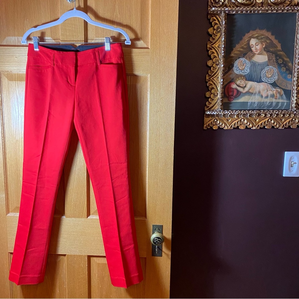 EXPRESS red straight leg columnist trouser